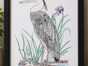 Handmade Mandala Bird Art (Heron)