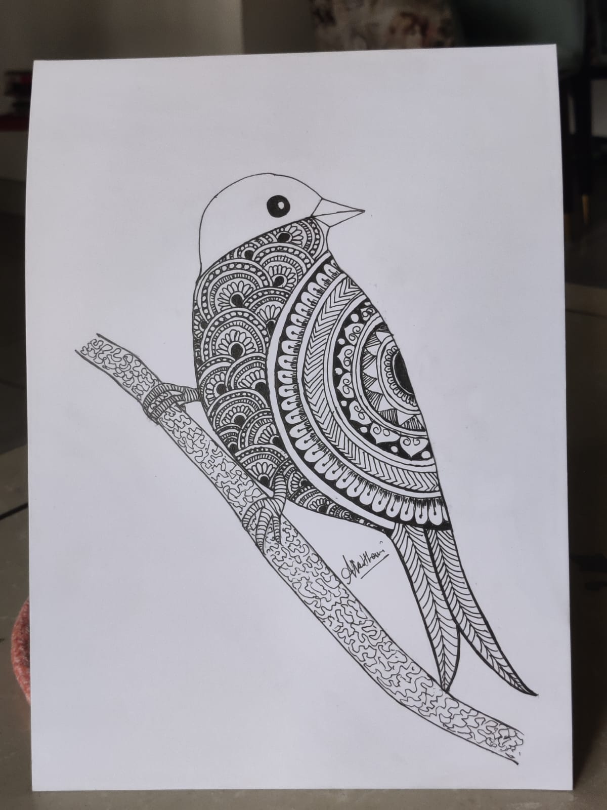 Handmade Mandala Bird Art