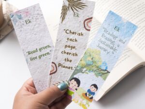 Recycled Paper Bookmark Hand painted (Set of 5)