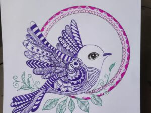 Handmade Mandala Bird Art (Sparrow)