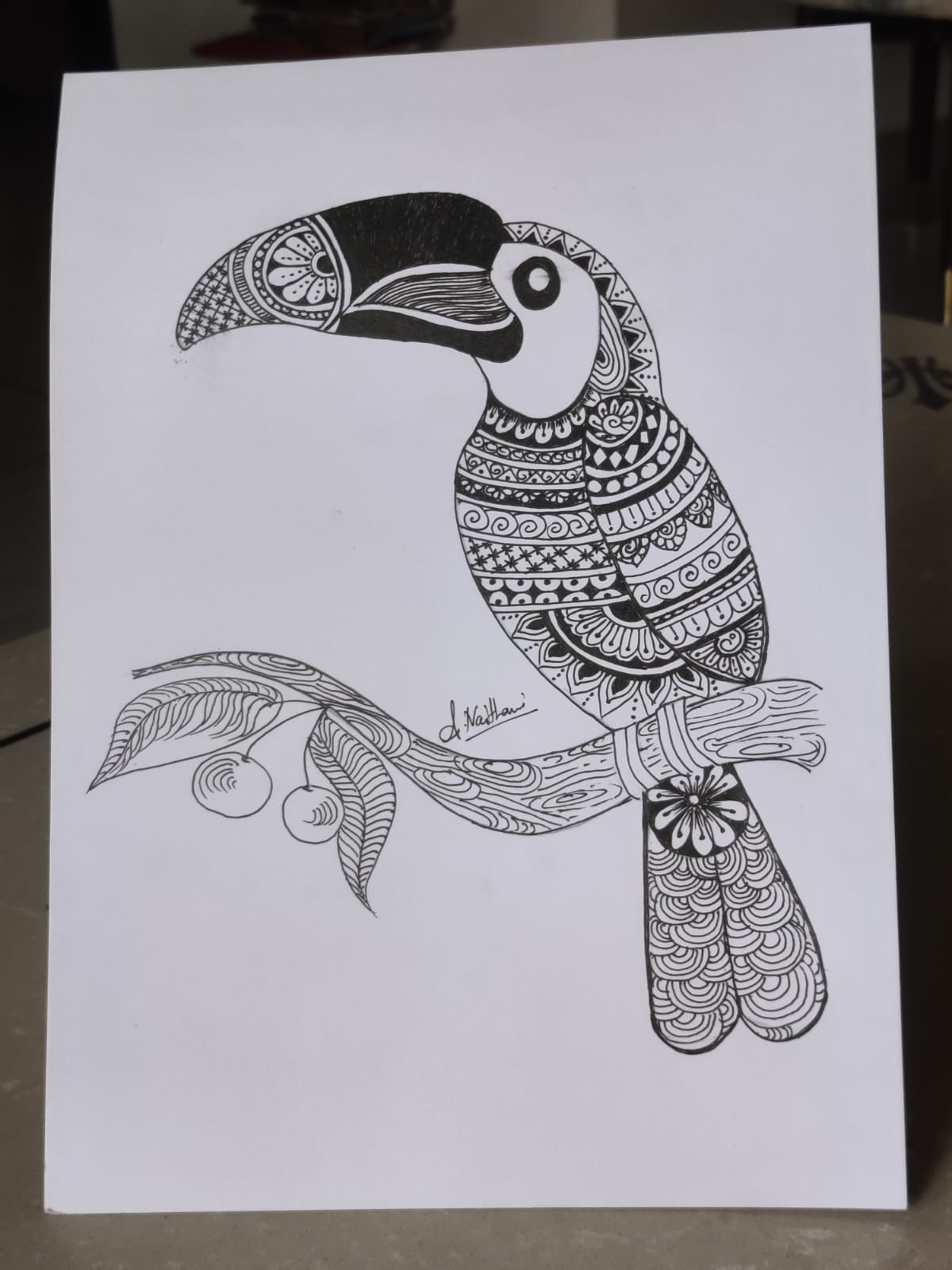 Handmade Mandala Bird Art (Toucan)