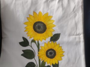 Hand Painted Cotton Tote Bag (Sunflower)